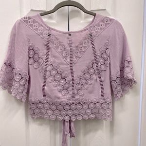 Short sleeve lavender crop top crochet